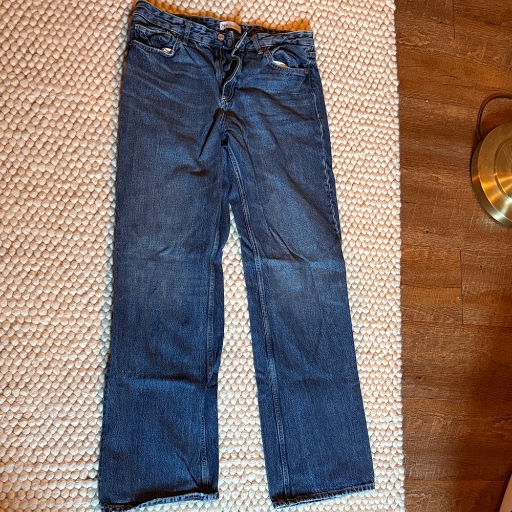 Zara Women's Straight Leg Blue Jeans